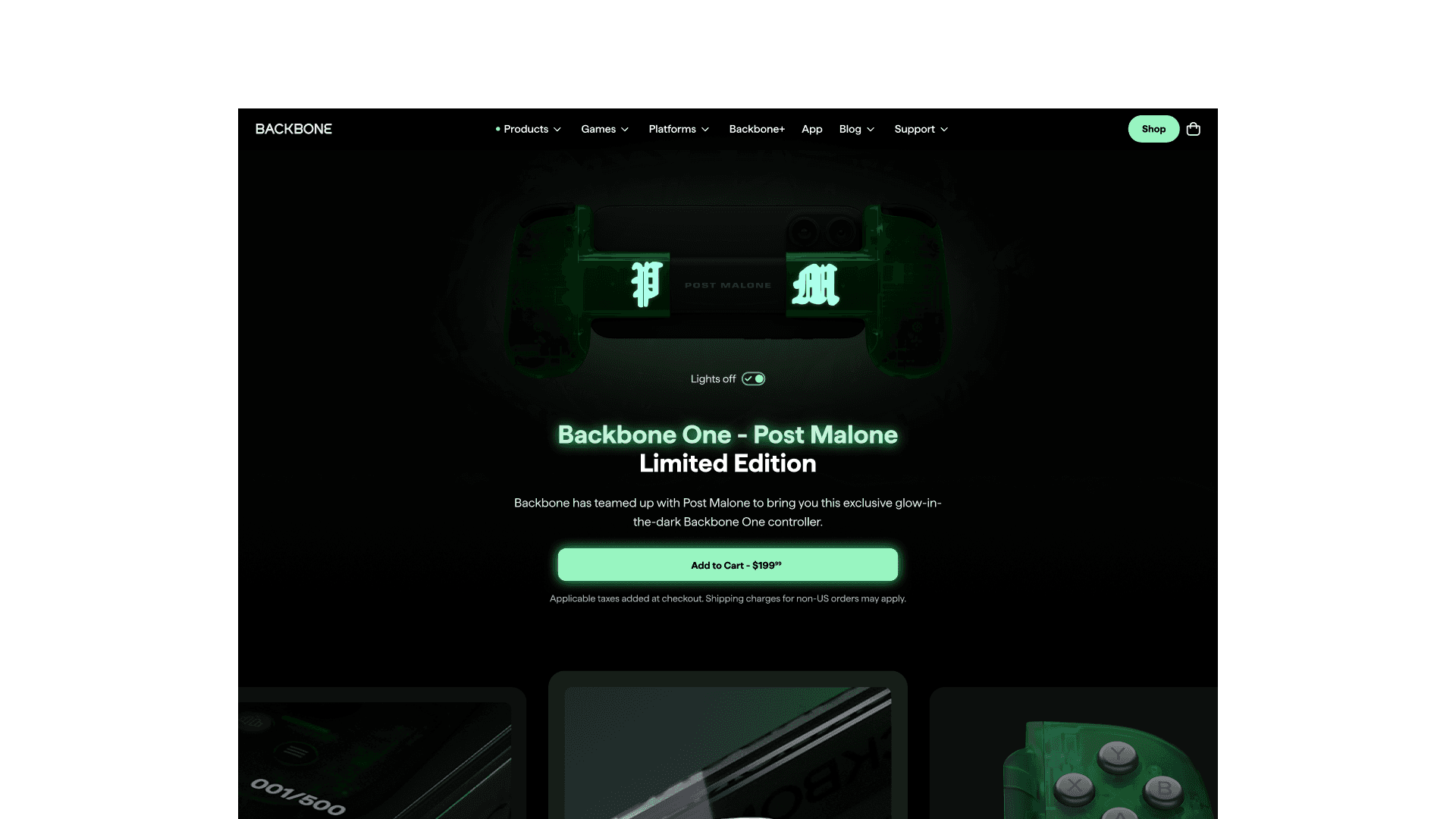 Backbone x Post Malone — promotional landing page with responsive media design